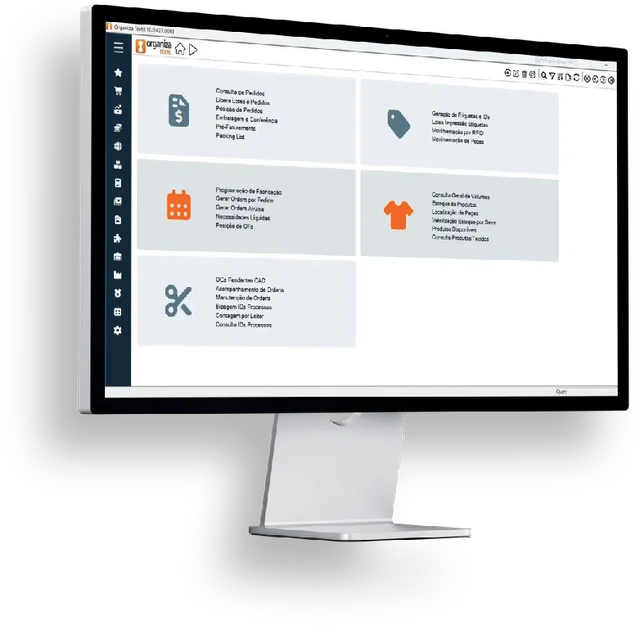 Tela do ERP Organiza em um monitor